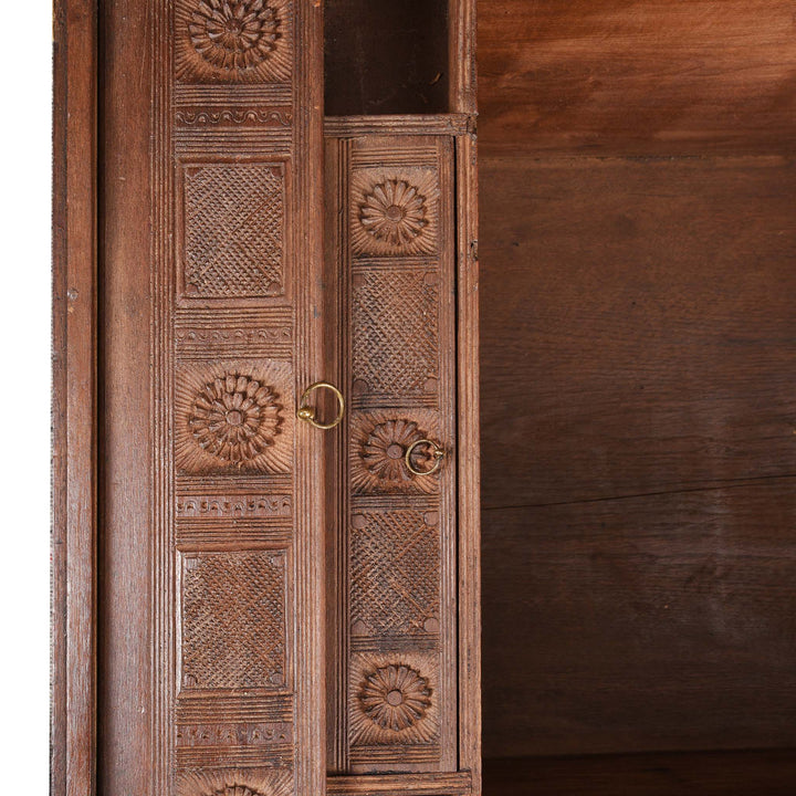Carving Detail From Brass Bound Teak Indian Military Chest -19thC | Indigo Antiques