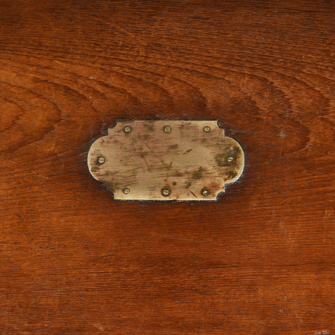 Nameplate Detail From Brass Bound Teak Indian Military Chest -19thC | Indigo Antiques