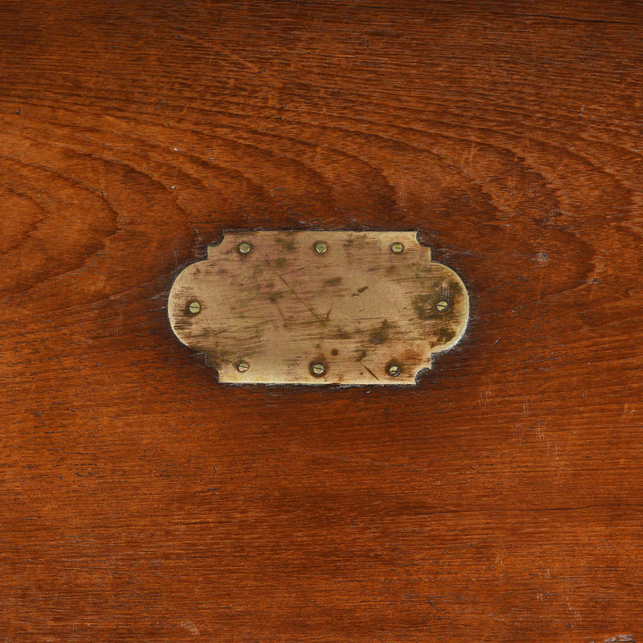 Nameplate Detail From Brass Bound Teak Indian Military Chest -19thC | Indigo Antiques