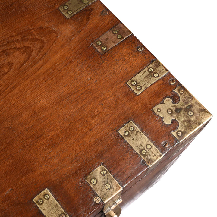 Surface Detail From Brass Bound Teak Indian Military Chest -19thC | Indigo Antiques