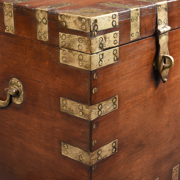 Binding Detail From Brass Bound Teak Indian Military Chest -19thC | Indigo Antiques