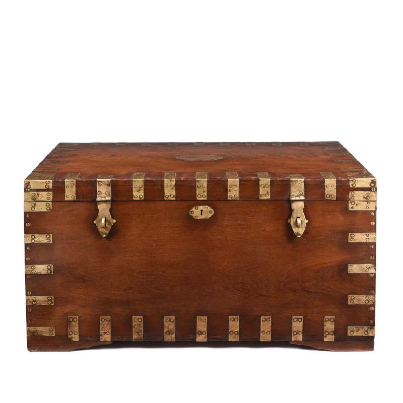 Brass Bound Teak Indian Military Chest -19thC | Indigo Antiques