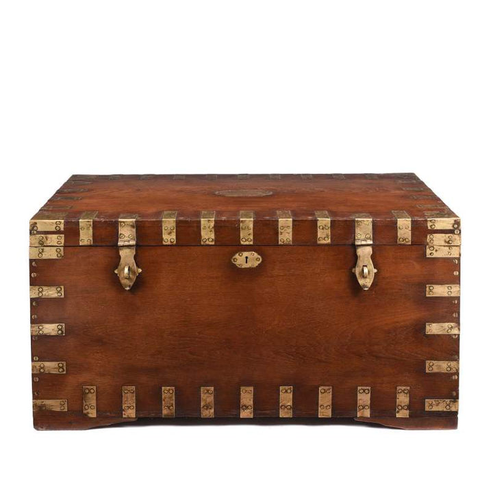 Brass Bound Teak Indian Military Chest -19thC | Indigo Antiques