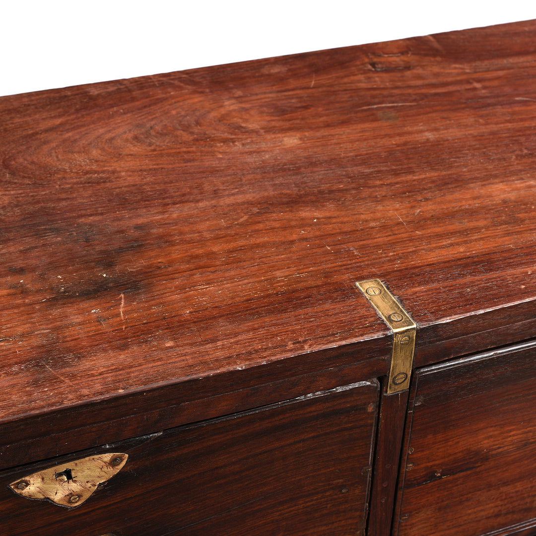 Surface Detail From Anglo Indian Teak Campaign Chest Of Drawers -19thC | Indigo Antiques