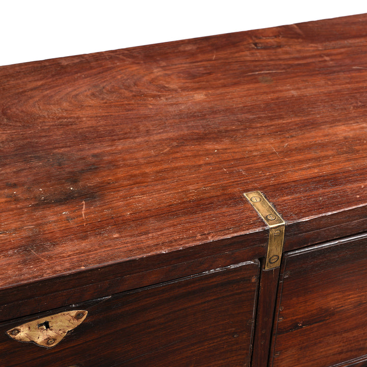 Surface Detail From Anglo Indian Teak Campaign Chest Of Drawers -19thC | Indigo Antiques