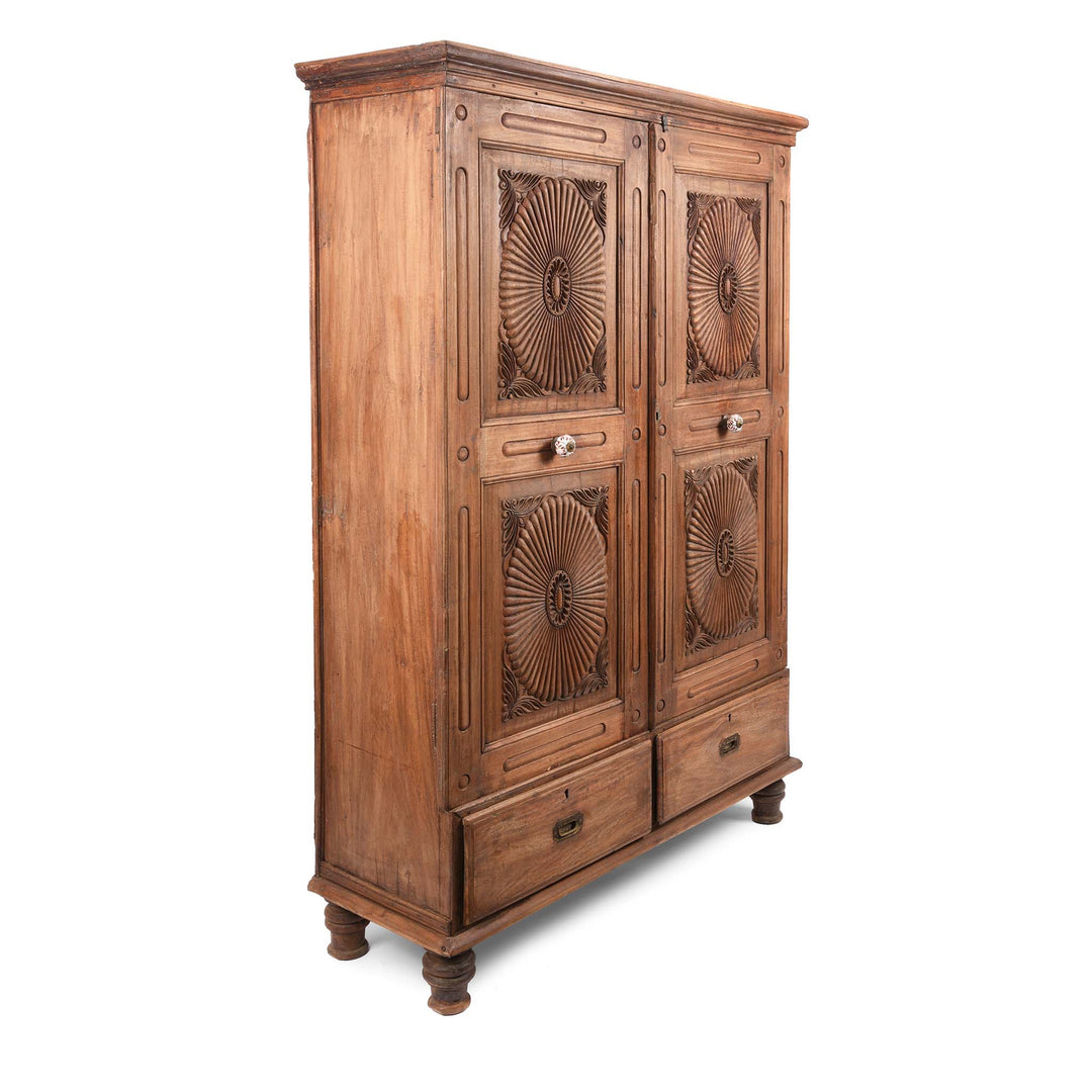 Angled View Of Almirah Indian Cabinet From Gujarat - 19thC | Indigo Antiques