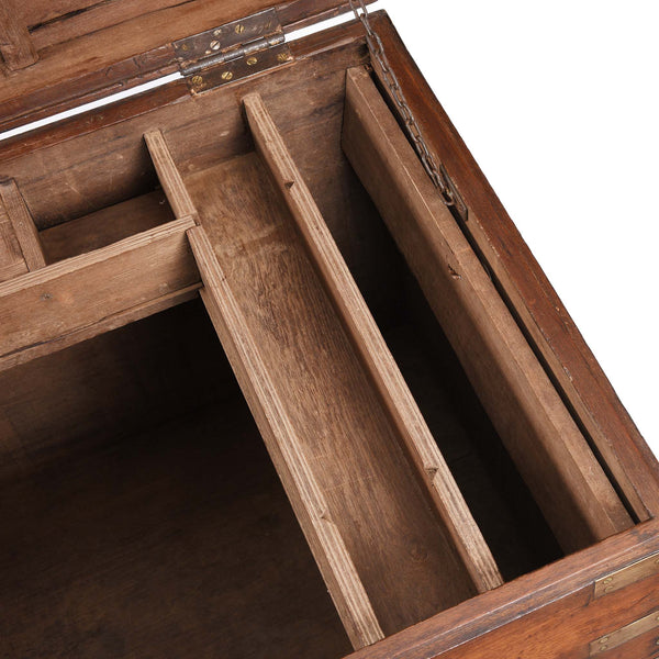 Brass Bound Teak Indian Military Chest  -19thC