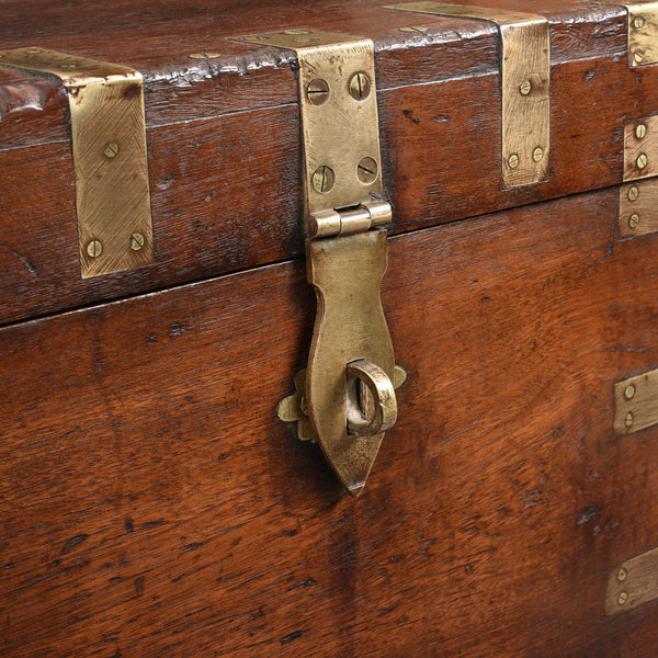 Brass Bound Teak Indian Military Chest  -19thC