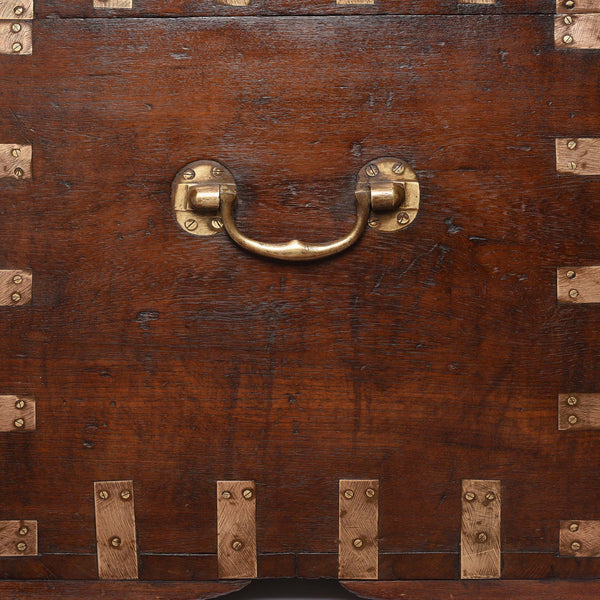 Brass Bound Teak Indian Military Chest  -19thC