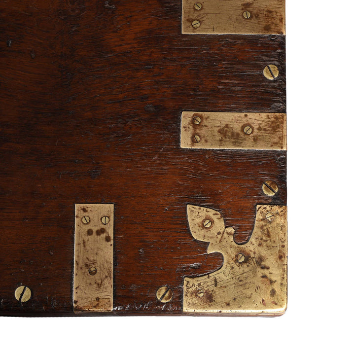 Top Down Detail From Brass Bound Teak Indian Military Chest  -19thC | Indigo Antiques