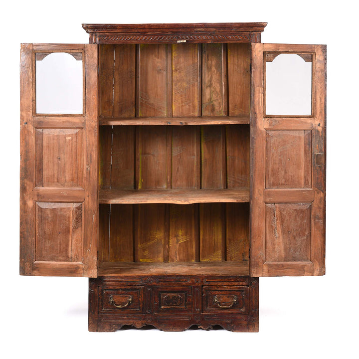 Open Doors View Of Almirah Indian Cabinet From Gujarat - 19thC | Indigo Antiques
