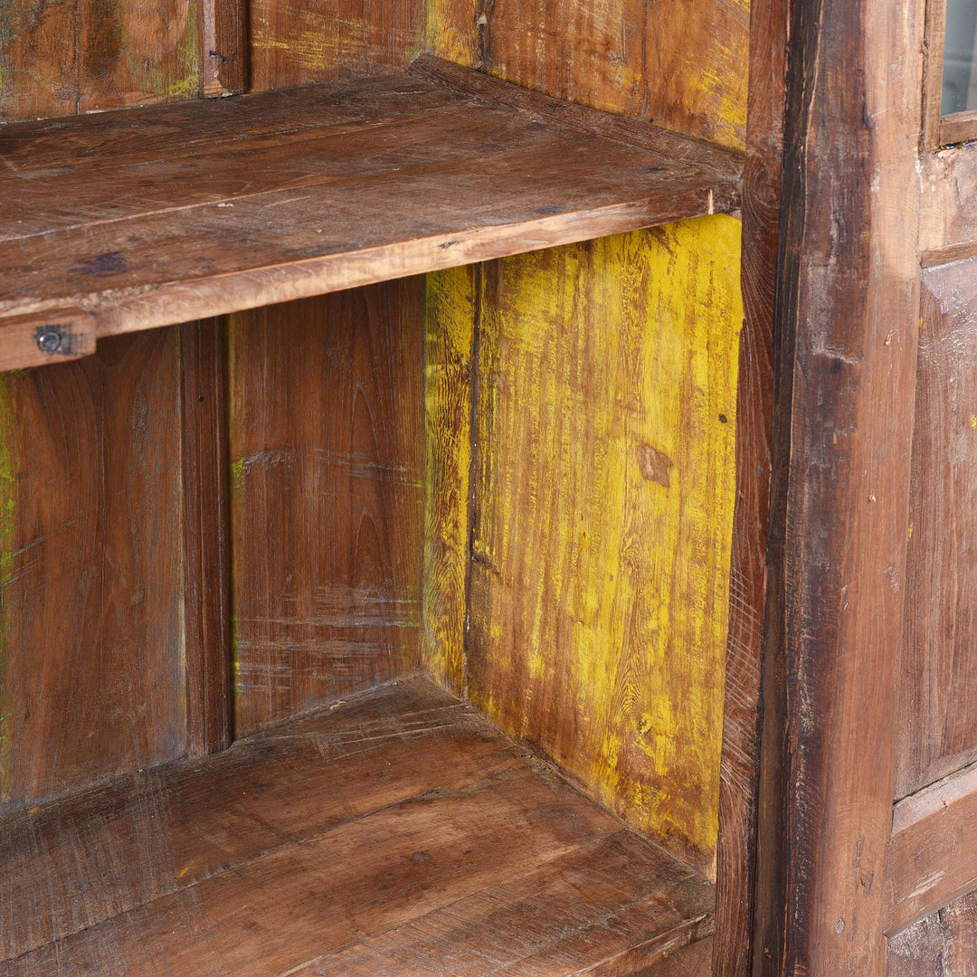 Paintwork Detail From Almirah Indian Cabinet From Gujarat - 19thC | Indigo Antiques