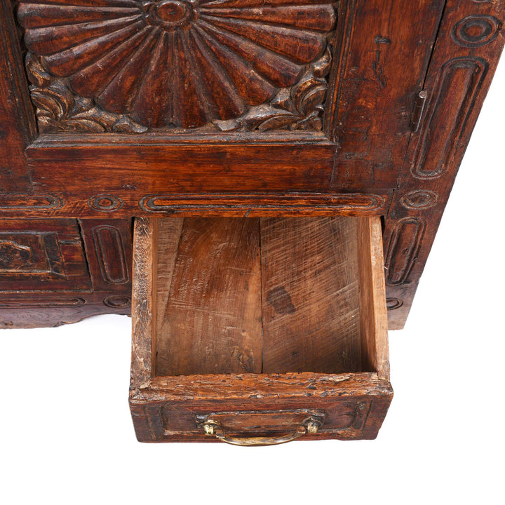 Drawer Detail From Almirah Indian Cabinet From Gujarat - 19thC | Indigo Antiques
