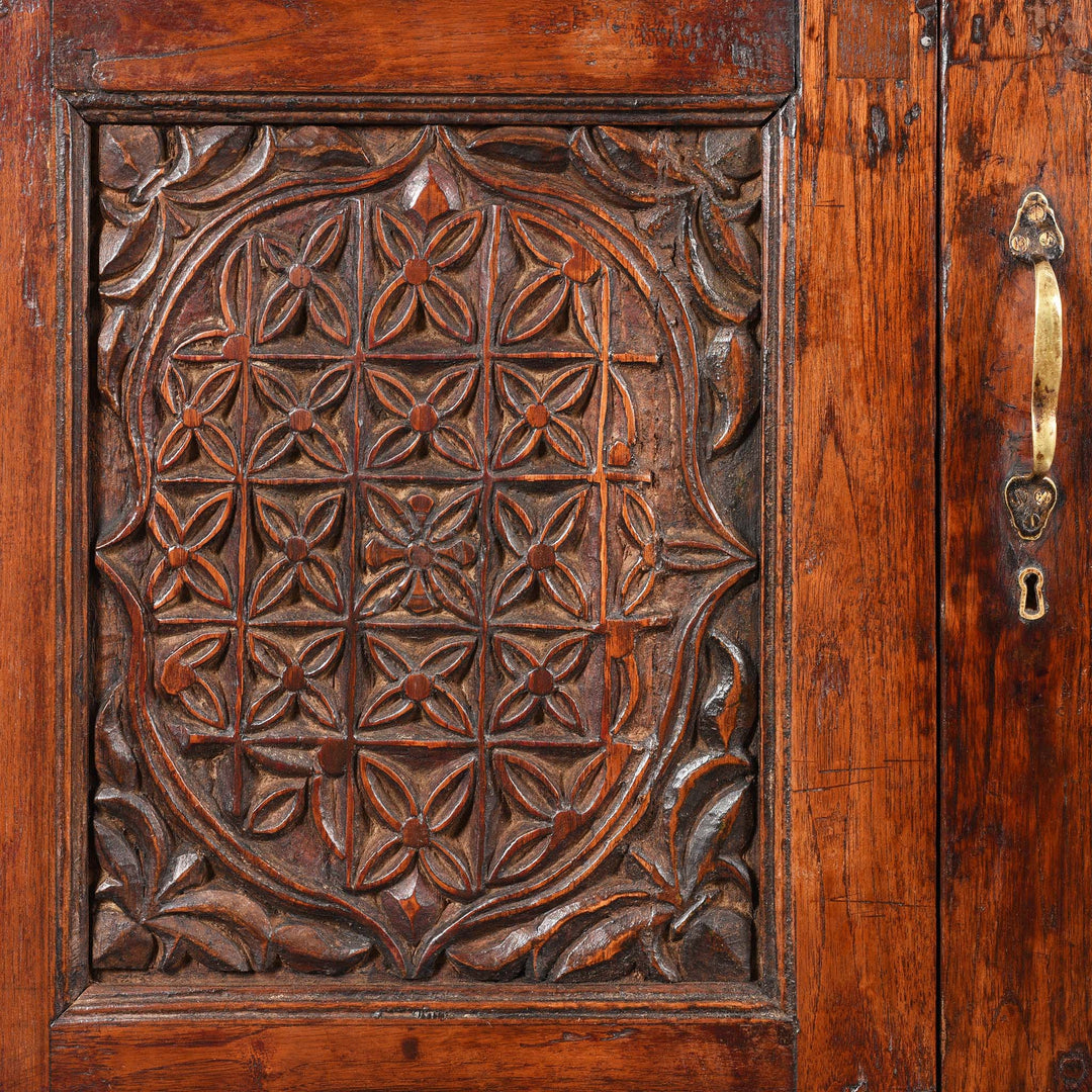 Carving Detail From Almirah Indian Cabinet From Gujarat - 19thC | Indigo Antiques