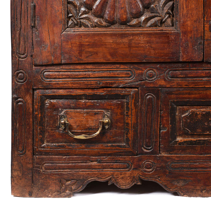 Corner Detail From Almirah Indian Cabinet From Gujarat - 19thC | Indigo Antiques