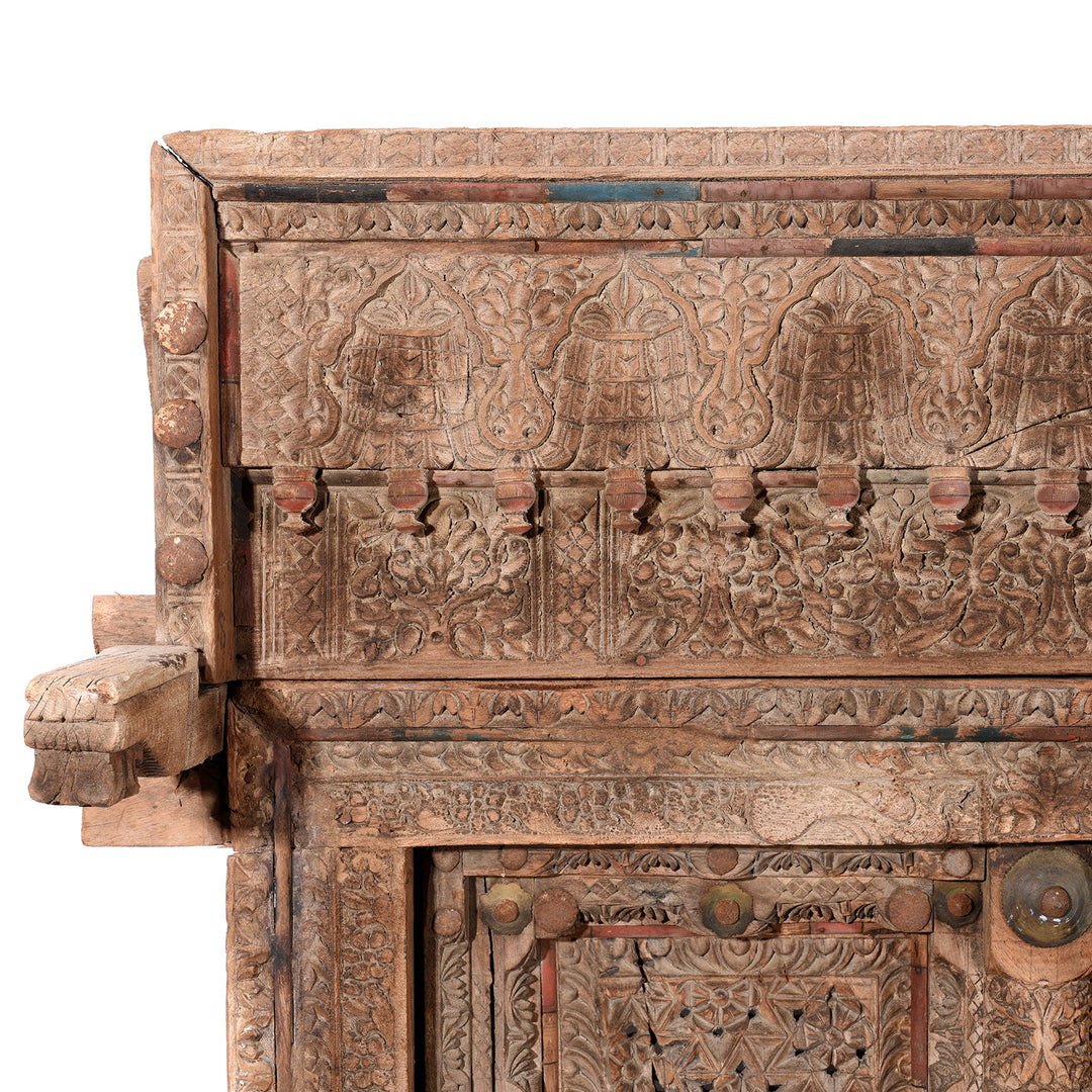 Corner Detail From Antique Old Indian Door From Shekhawati - 19thC | Indigo Antiques