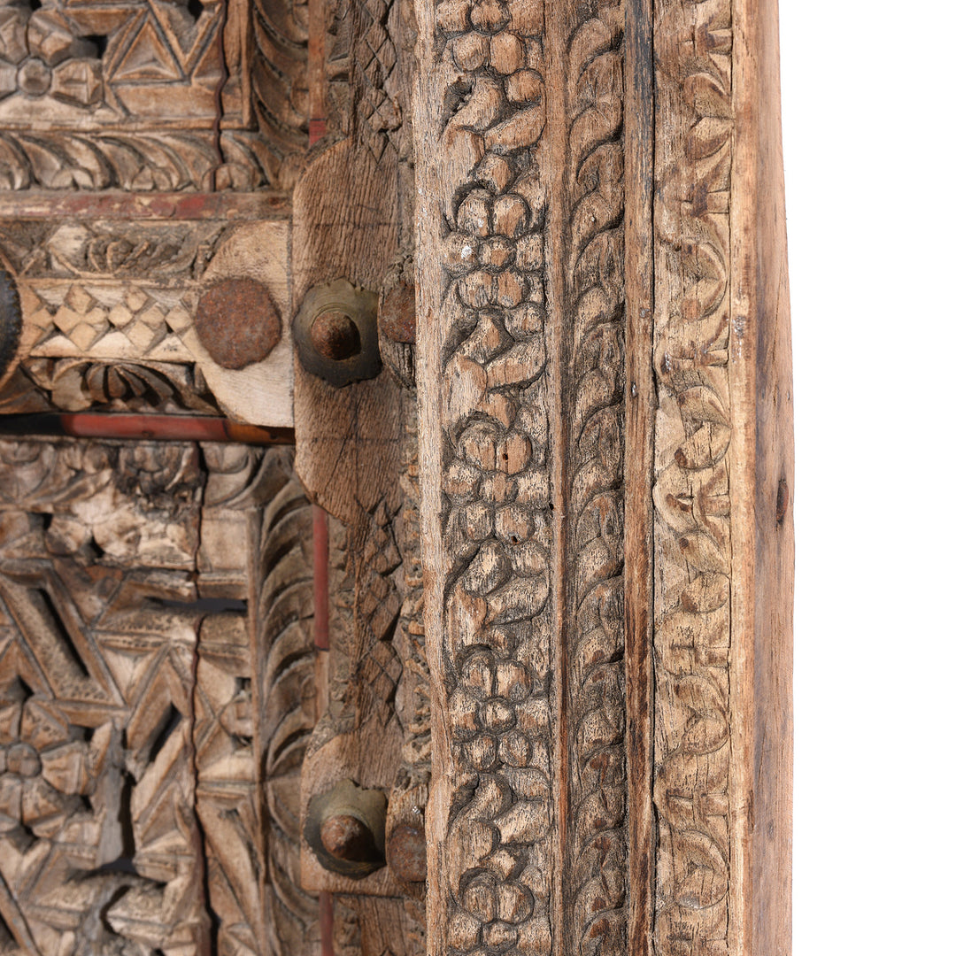 Carving Detail From Antique Old Indian Door From Shekhawati - 19thC | Indigo Antiques