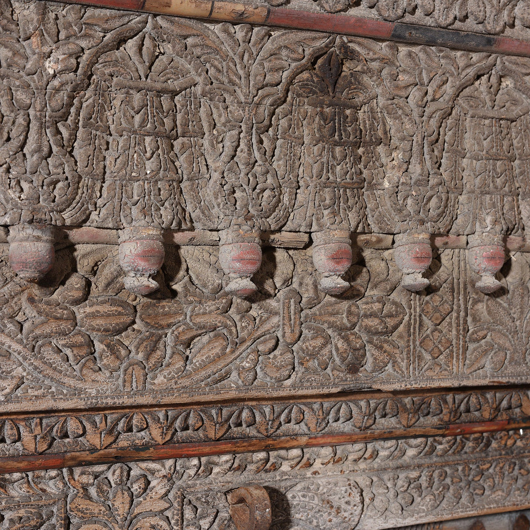 Carving Detail From Old Indian Door From Shekhawati - 19thC | Indigo Antiques