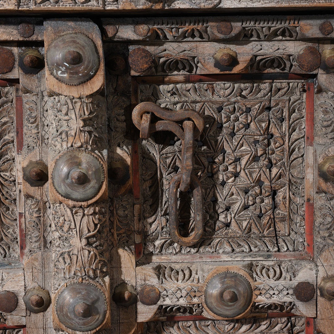 Detail From Old Indian Door From Shekhawati - 19thC | Indigo Antiques