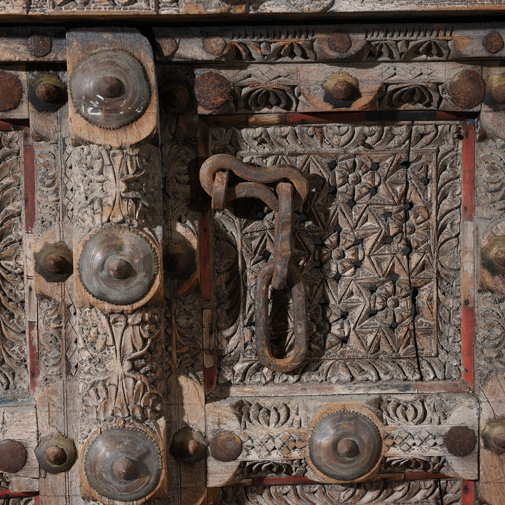 Detail From Old Indian Door From Shekhawati - 19thC | Indigo Antiques