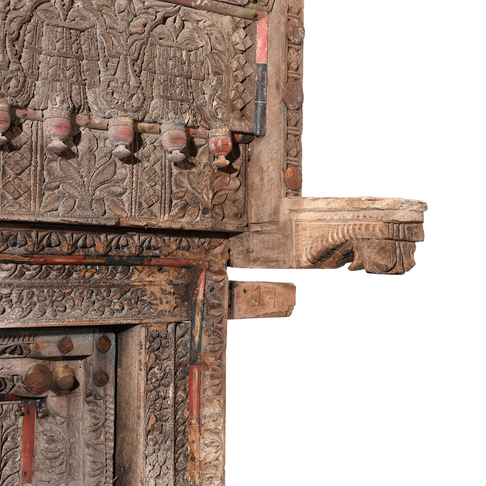 Corner Detail Of Old Indian Door From Shekhawati - 19thC | Indigo Antiques 