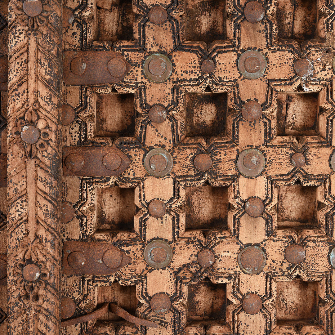 Detail From Carved Teak Indian Panelled Door From Gujarat - 19thC | Indigo Antiques
