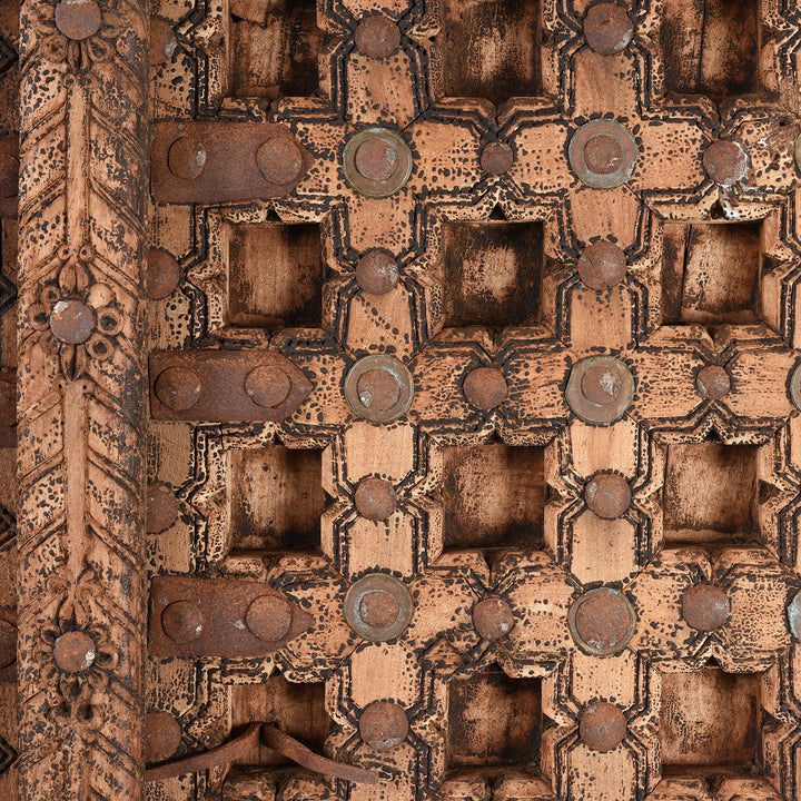 Detail From Carved Teak Indian Panelled Door From Gujarat - 19thC | Indigo Antiques