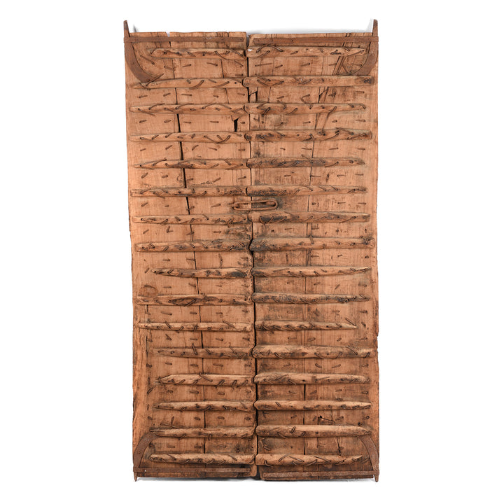 Reverse Of Carved Teak Indian Panelled Door From Gujarat - 19thC | Indigo Antiques