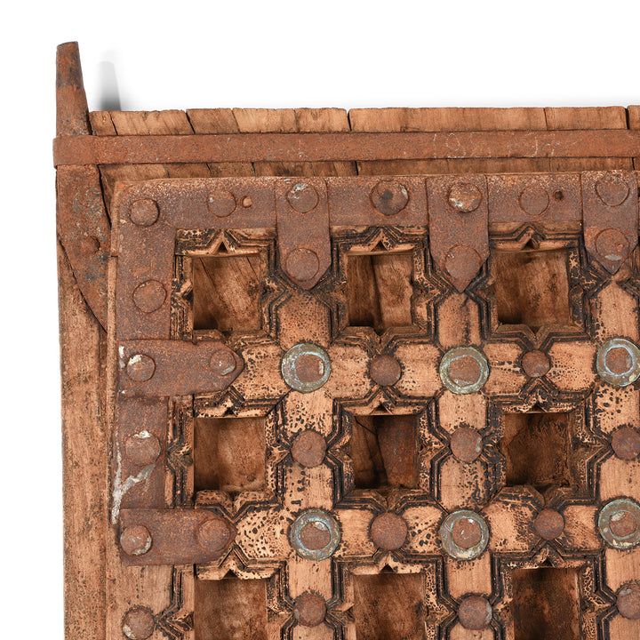Corner Detail From Carved Teak Indian Panelled Door From Gujarat - 19thC | Indigo Antiques