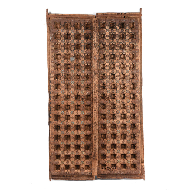 Carved Teak Indian Panelled Door From Gujarat - 19thC | Indigo Antiques