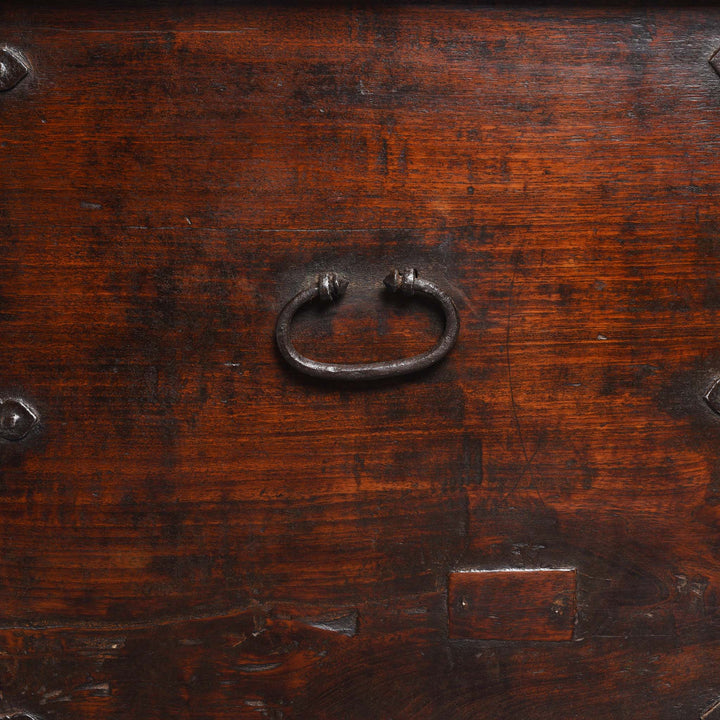 Handle Detail From Iron Bound Teak Chest From Gujarat - 19ThC | Indigo Antiques