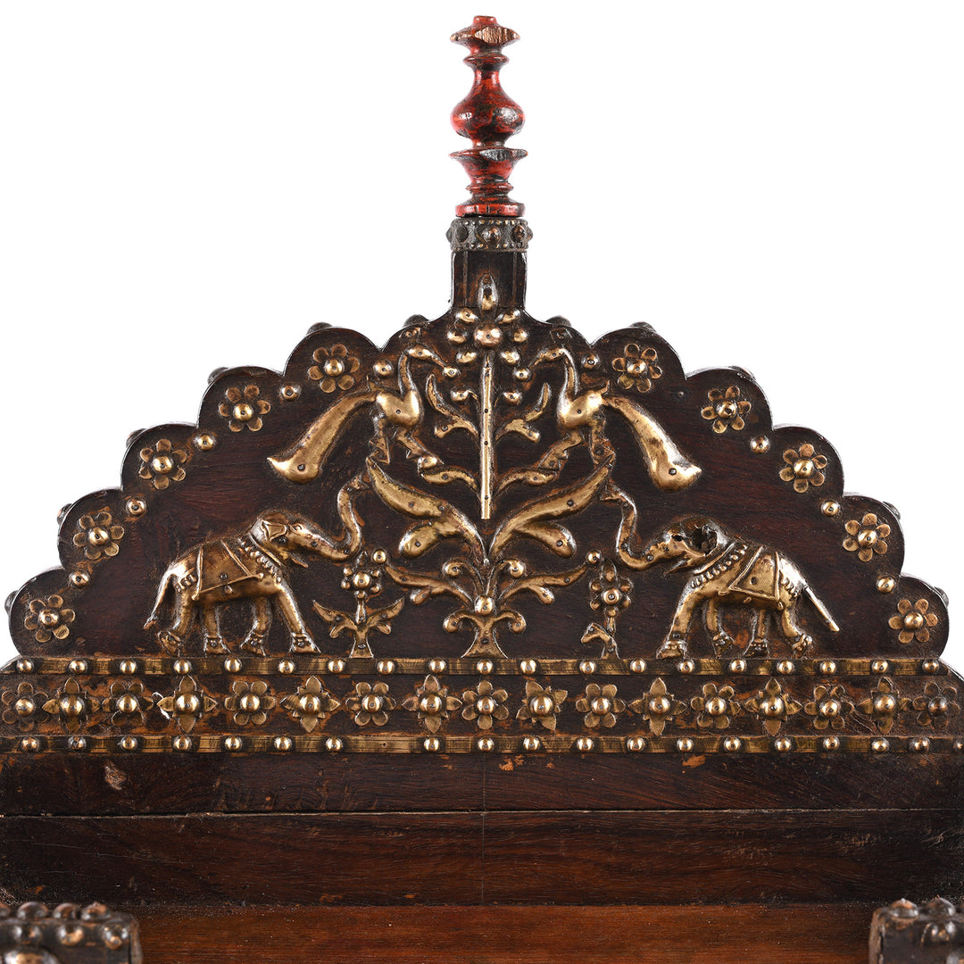 Detail From Antique Brass & Rosewood Singhasan From Rann of Kutch  - 19th Century | Indigo Antiques