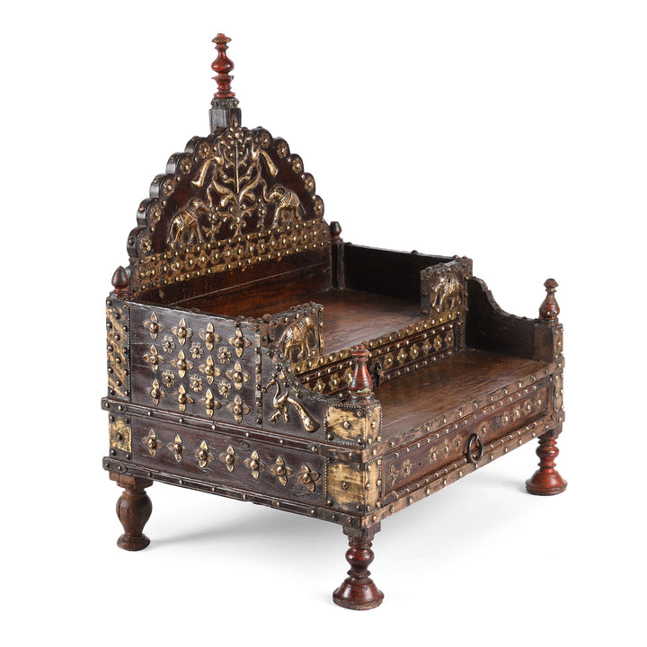 Antique Brass & Rosewood Singhasan From Rann of Kutch  - 19th Century | Indigo Antiques