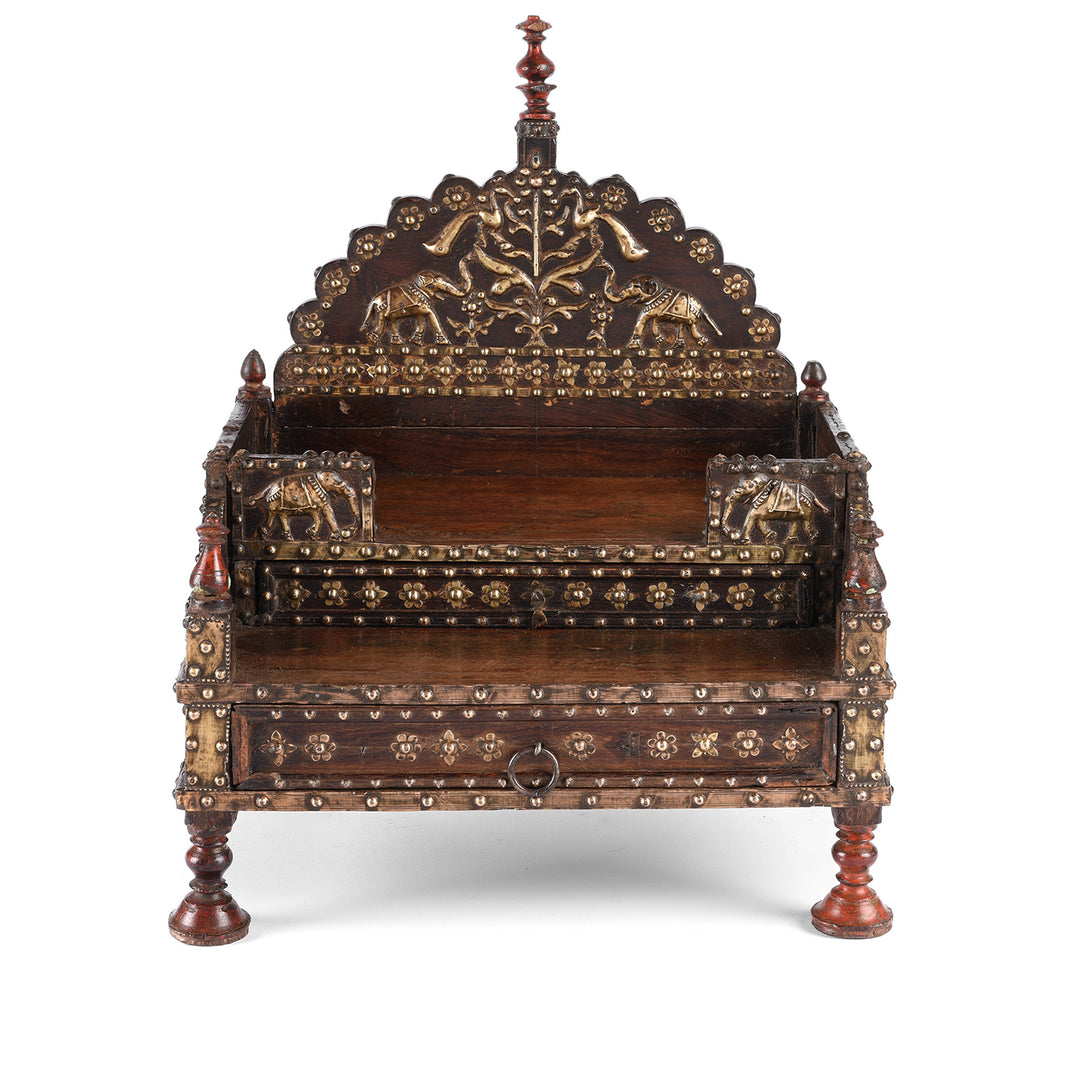 Antique Brass & Rosewood Singhasan From Rann of Kutch  - 19th Century | Indigo Antiques
