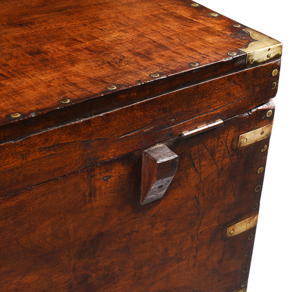 Brass Bound Burmese Teak Military Chest - 19th Century