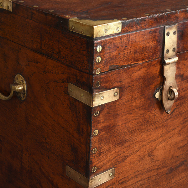 Brass Bound Burmese Teak Military Chest - 19th Century