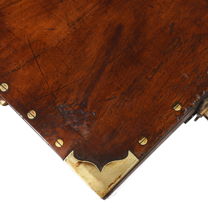 Corner Detail From Antique Brass Bound Teak Chest From Burma -19th Century | Indigo Antiques