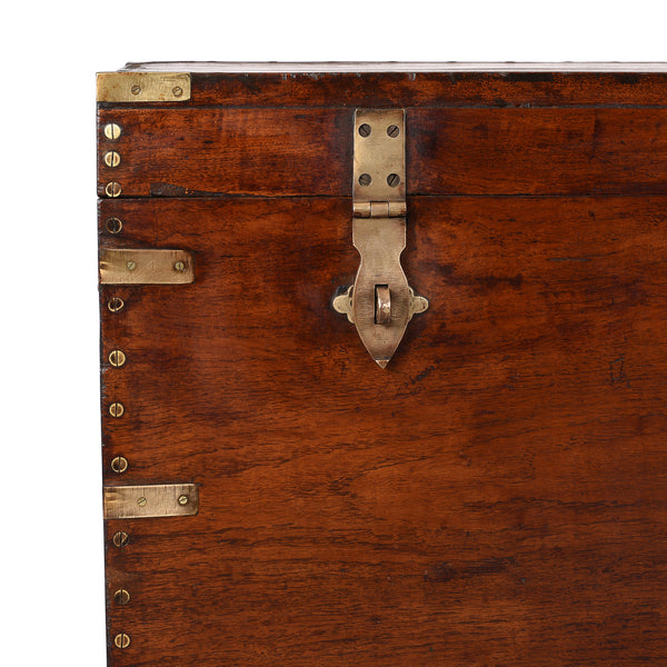 Brass Bound Burmese Teak Military Chest - 19th Century
