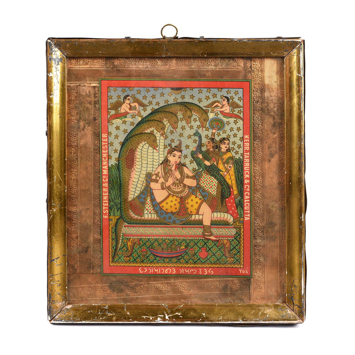 Antique Framed Chromolithograph Advertising Label Of Krishna - Ca 1920 | Indigo Antiques