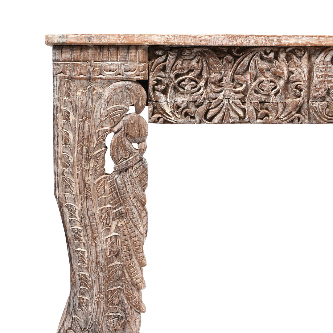 Indian Reclaimed Teak Console Table - Peakcock Leg | Indigo Antiques