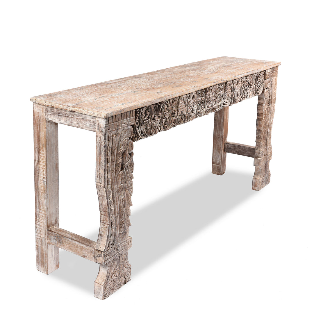 Indian Reclaimed Teak Console Table - Peakcock Leg | Indigo Antiques