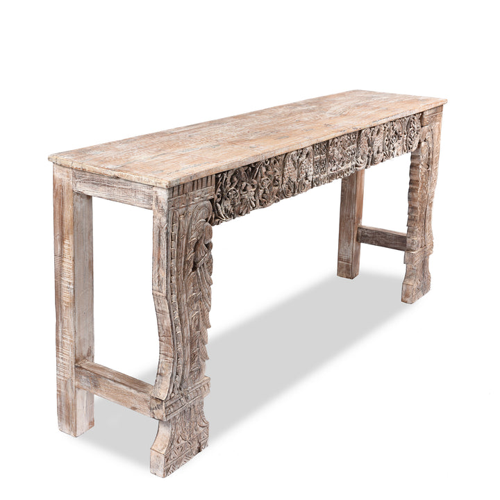 Indian Reclaimed Teak Console Table - Peakcock Leg | Indigo Antiques