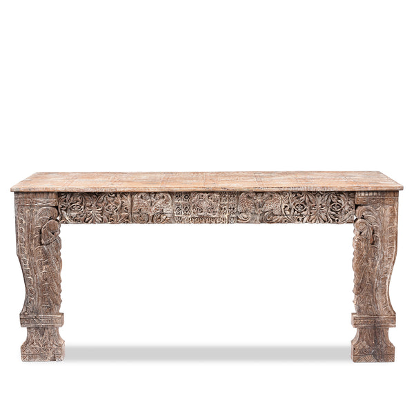 Carved Indian Reclaimed Wood Console Table