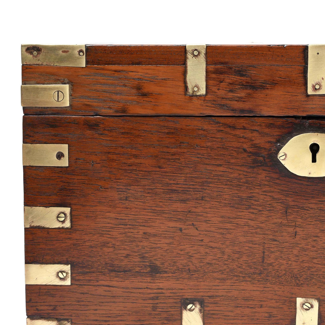 Corner Detail From Brass Bound Teak Box From Rajasthan - 19thC | Indigo Antiques