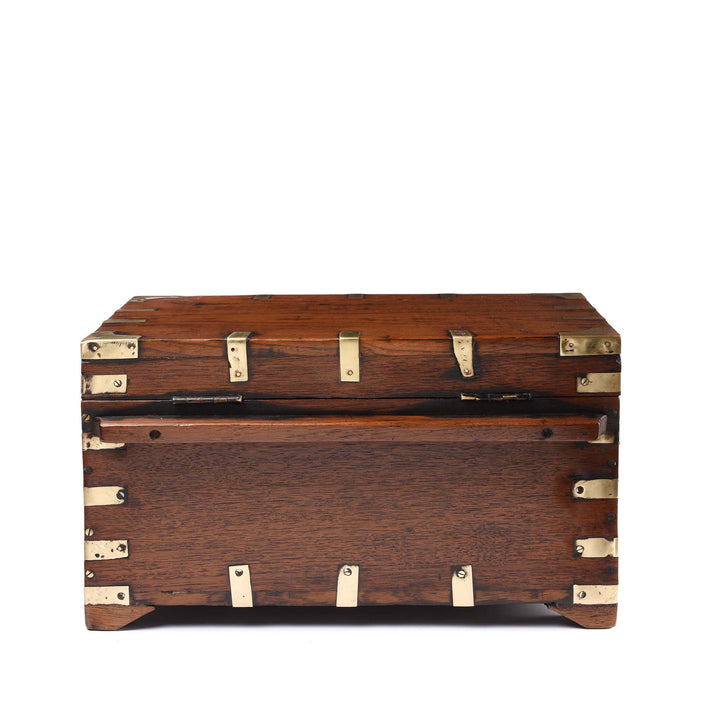 Reverse Of Brass Bound Teak Box From Rajasthan - 19thC | Indigo Antiques