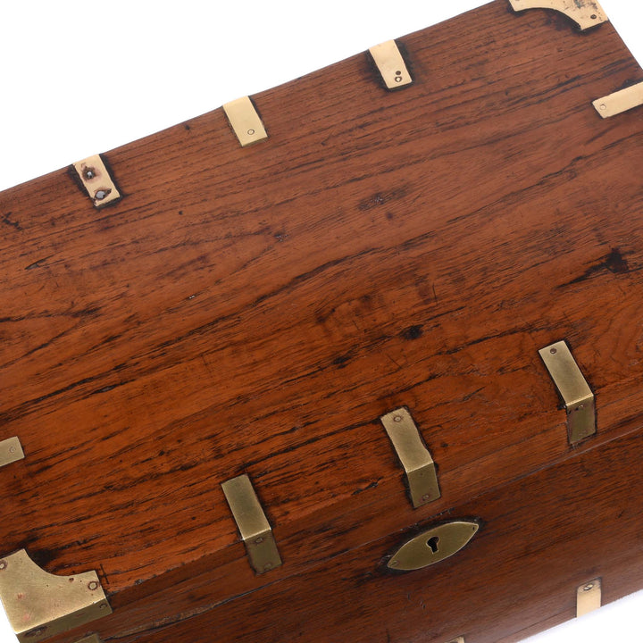 Top Of Brass Bound Teak Box From Rajasthan - 19thC | Indigo Antiques