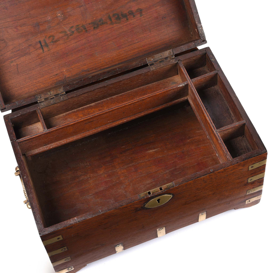 Interior Of Brass Bound Teak Box From Rajasthan - 19thC | Indigo Antiques