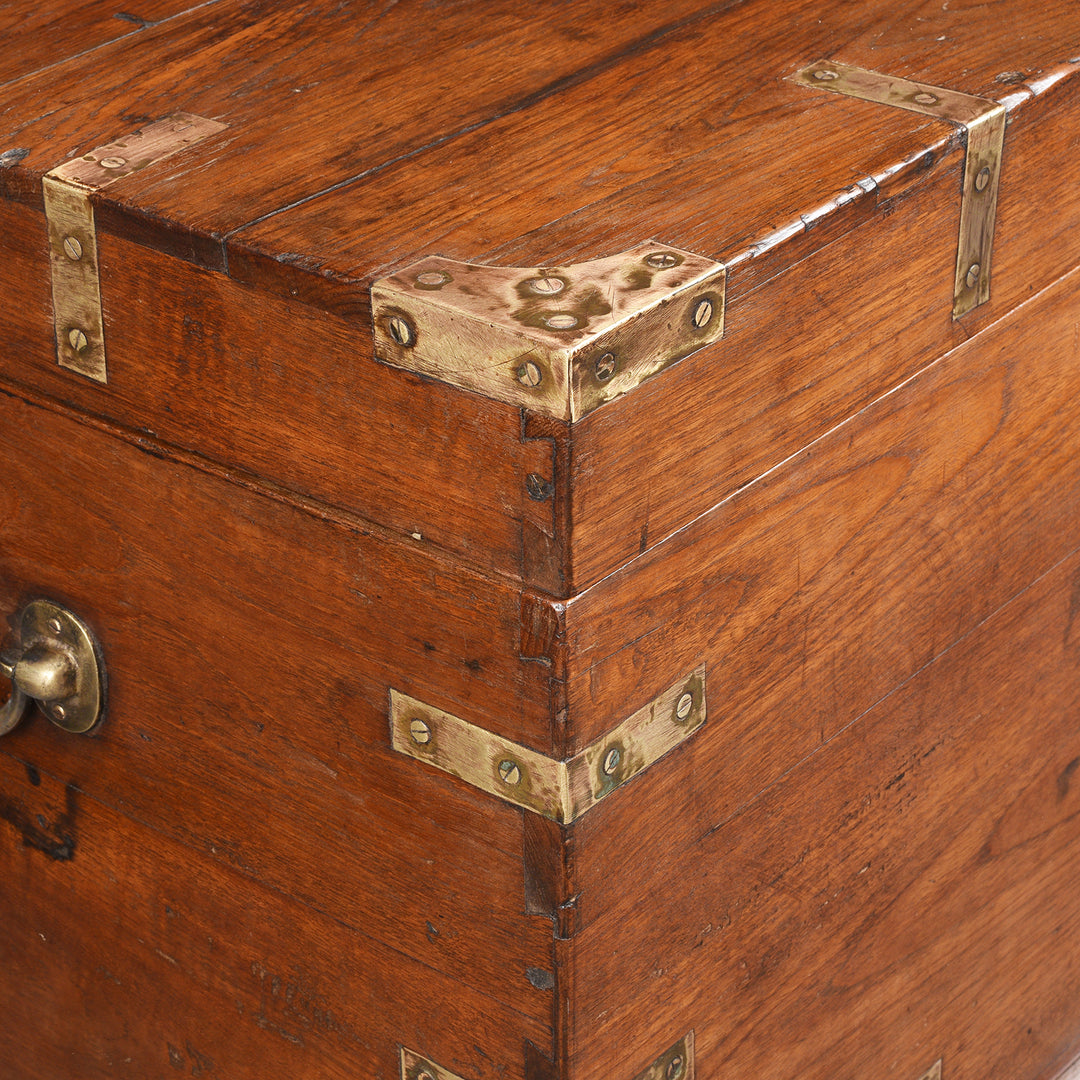 Binding Detail From Brass Bound Teak Indian Military Chest From Gujarat -19thC | Indigo Antiques