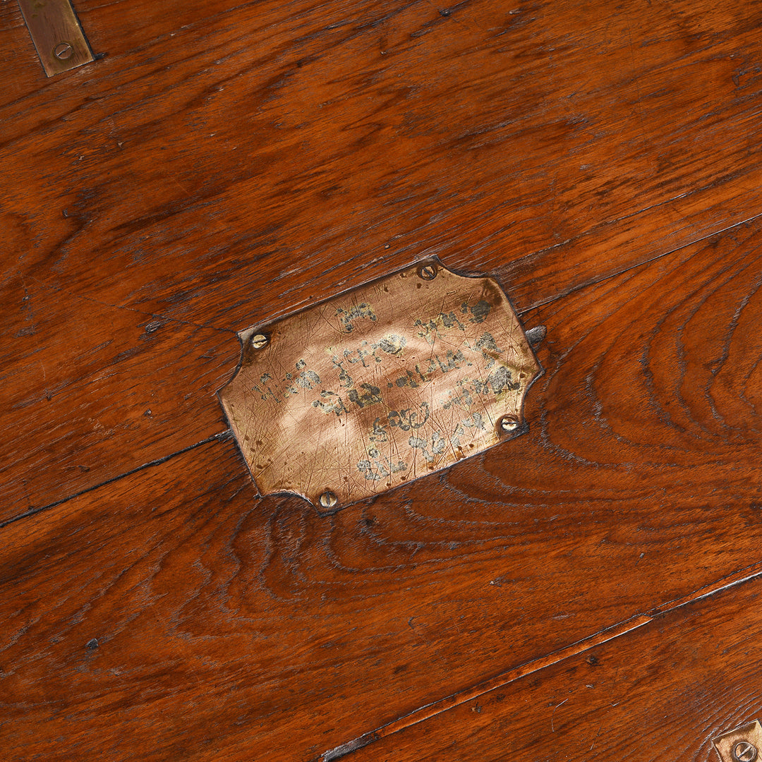 Top View Detail From Brass Bound Teak Indian Military Chest From Gujarat -19thC | Indigo Antiques