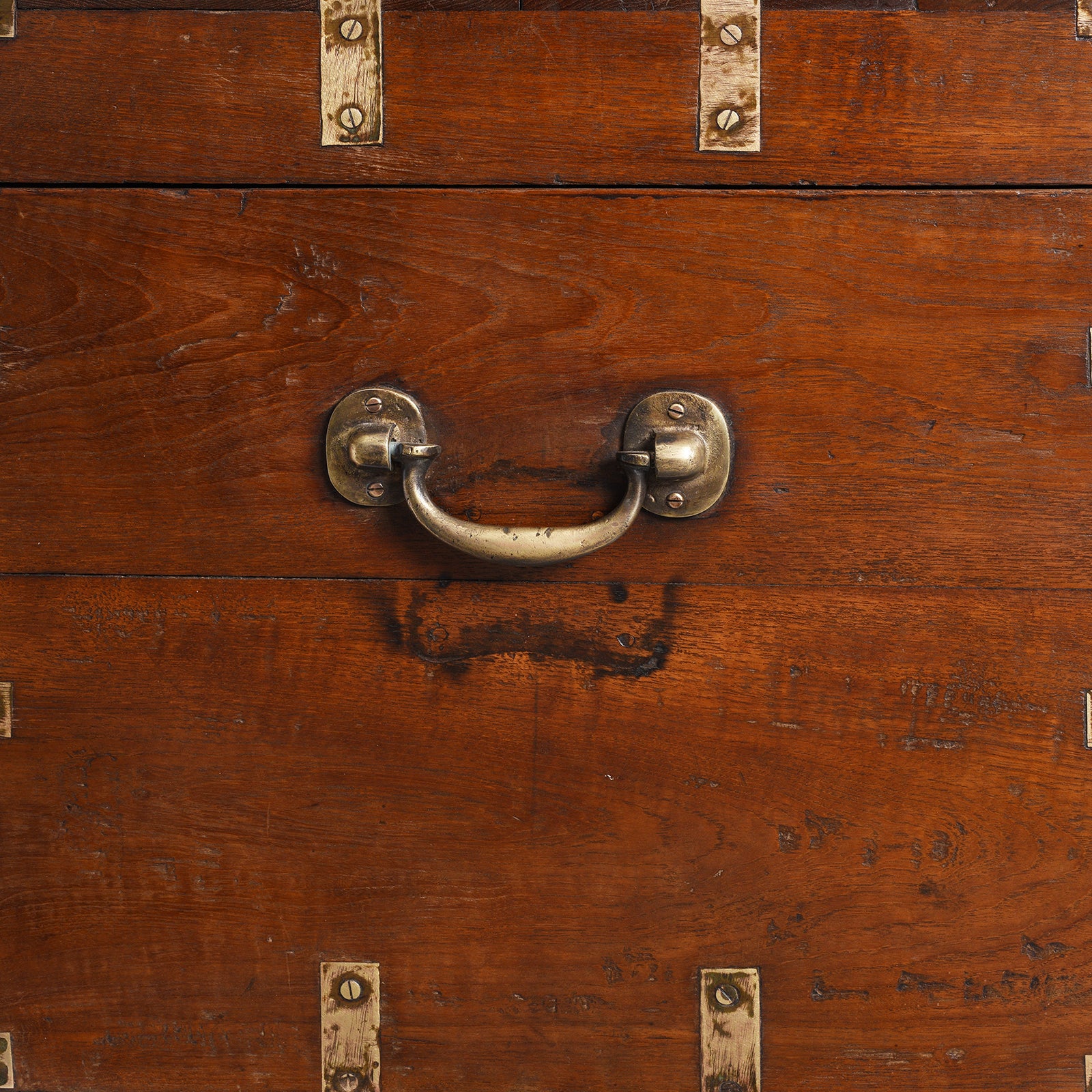 Handle Detail From Brass Bound Teak Indian Military Chest From Gujarat -19thC | Indigo Antiques